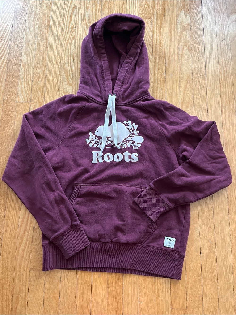 Roots Burgundy Hoodie with White Drawstrings